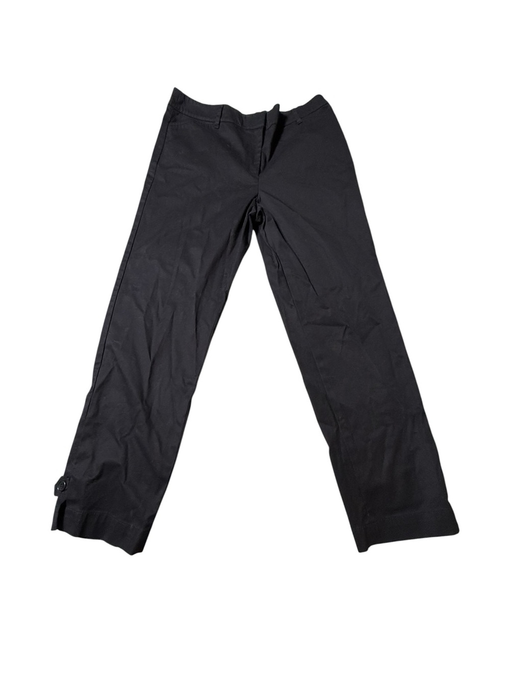 Talbots Black The Perfect Crop Pants Size 8 Stretch Twill Button Cuff Ankle